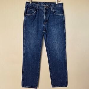 Vintage Wrangler Men's 32x30 Straight 5 Pocket Flat Front Jeans Blue